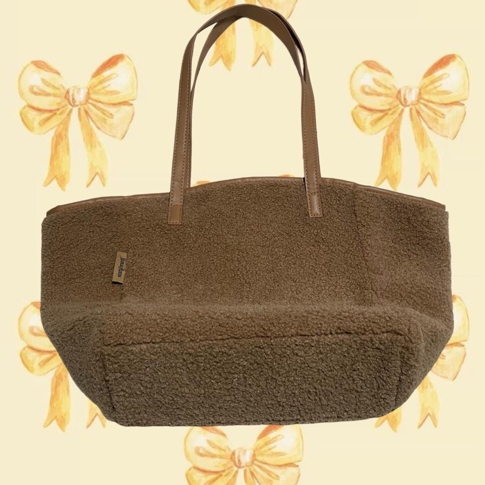 Neiman Marcus Tan Teddy Tote Bag with Classic Shape and Long Handles